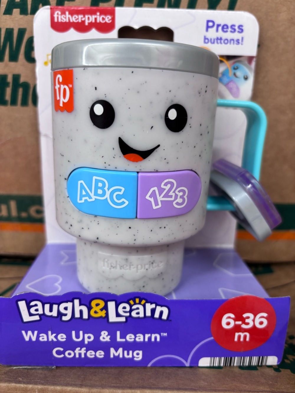 Fisher-Price Laugh & Learn Wake Up & Learn Coffee Mug - White Speckle
